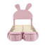 Lit plateforme simple tapissier avec oreilles dessinées et tête de lit rose clair