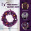 Couronne de Noël mauve 24 po avec boules de Noël pré-éclairées