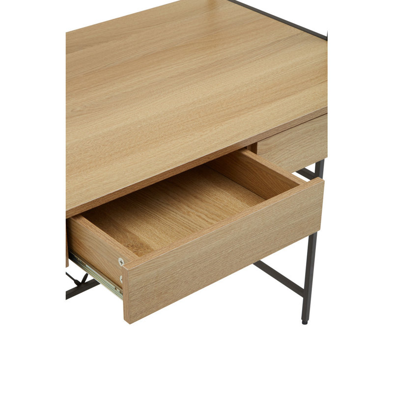 Jermany Metal Base Computer Desk, Brown/Black
