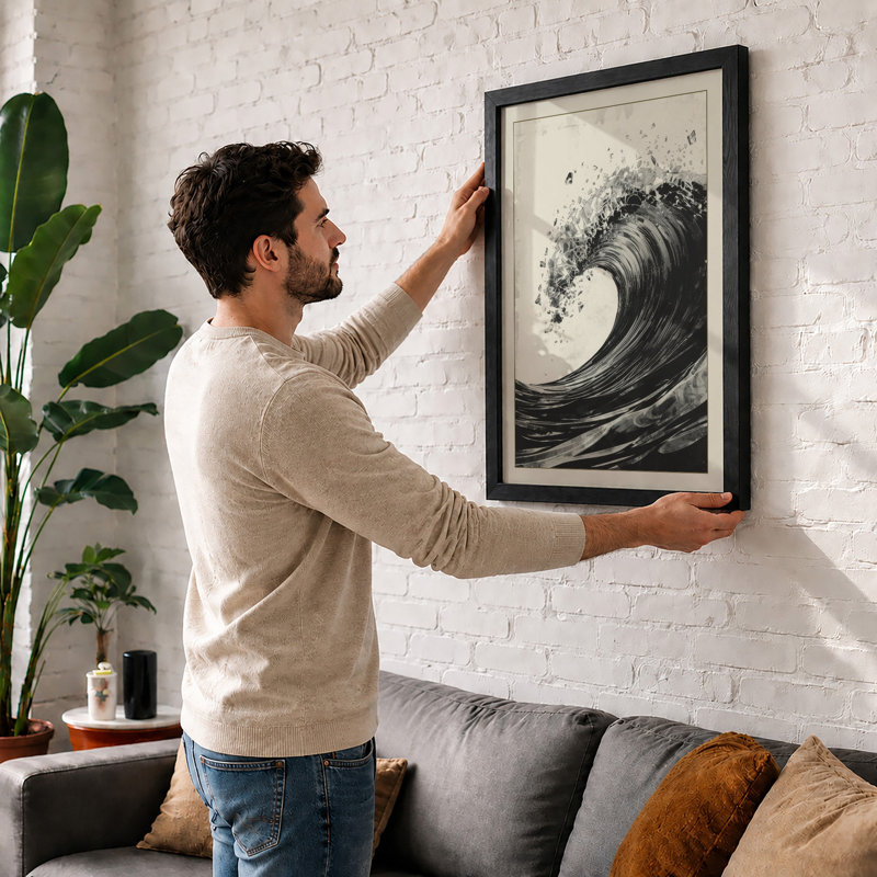 Wave in Motion Japandi - Framed Print, A4 - 29.7 x 21.0 cm, Unframed