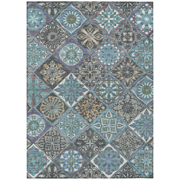 Machine Washable Indoor/Outdoor Boruta ACN2256 Panels Rug