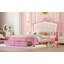 Cadre de lit plateforme double tapissier pleine grandeur et cadre de lit princesse mignon pour les filles et les enfants: tête de lit à couronne ajustable, tiroir de rangement et lumières à DEL, aucun sommier nécessaire, assemblage facile (double et 2 tiroirs)