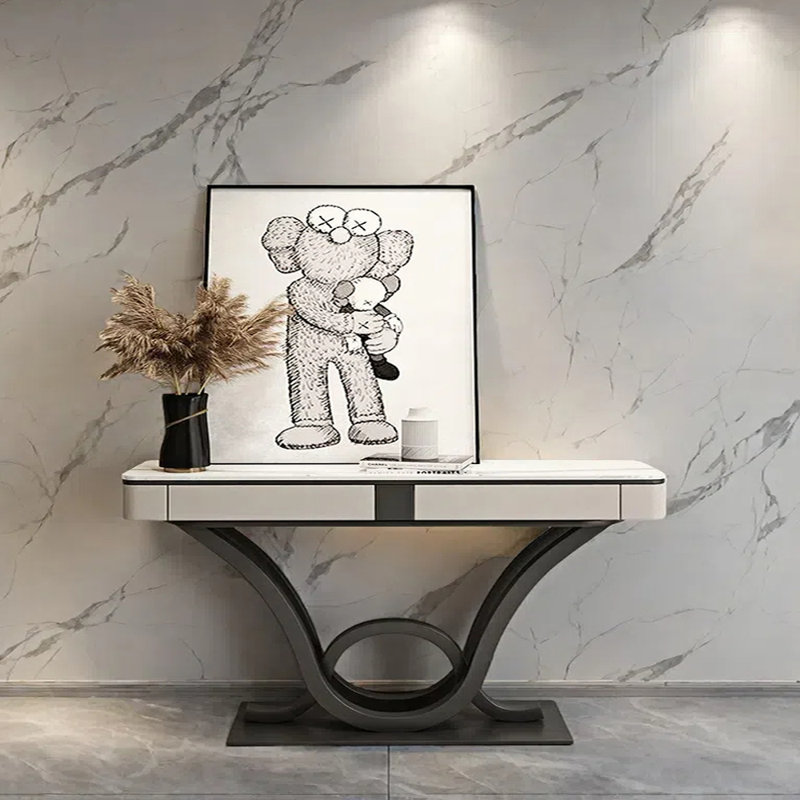 Italian  Luxury  Console Table, 33.5" H x 63" W x 13.8" D, Black