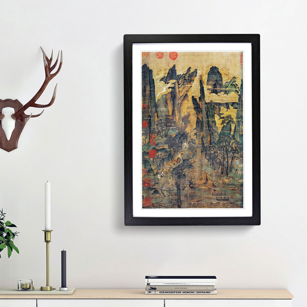 Mountain Landscape by Li Zhaodao - Framed Print