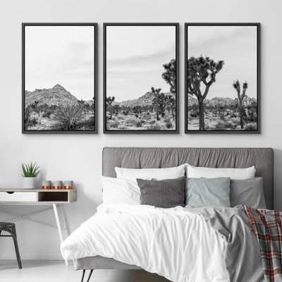 "Noir et blanc, paysage désertique, illustrations, art moderne, salon, chambre à coucher, bureau", 3 pièces