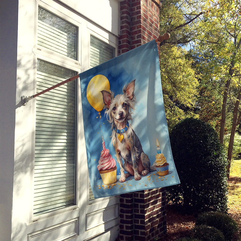 Drapeau «Happy Birthday House», Chien chinois à crête