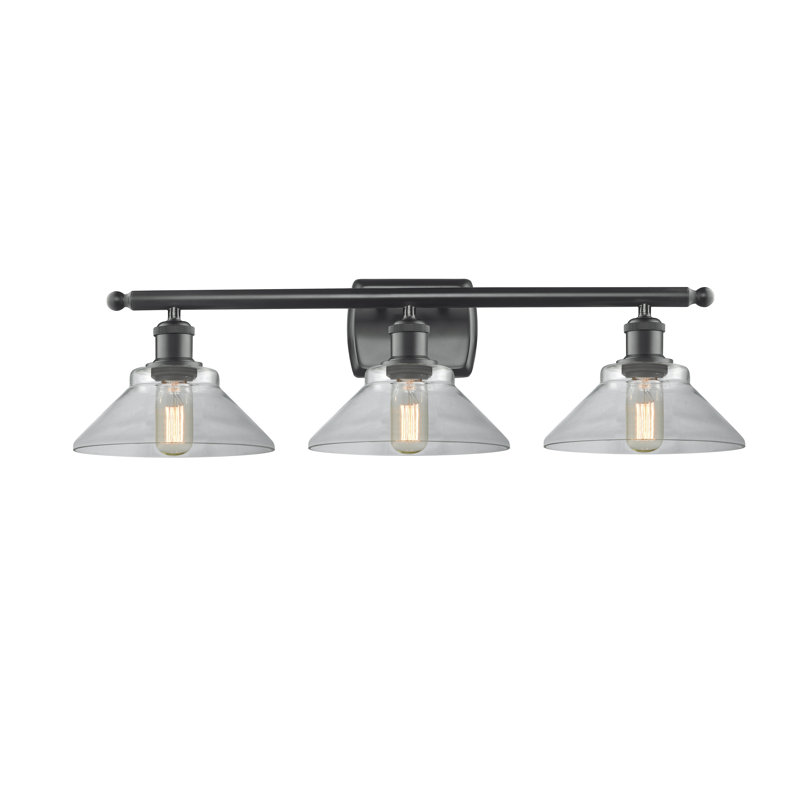 Newton St Loe 3 - Light Dimmable Vanity Light, Matte Black, Clear, 6 Watt Vinage LED Bulb