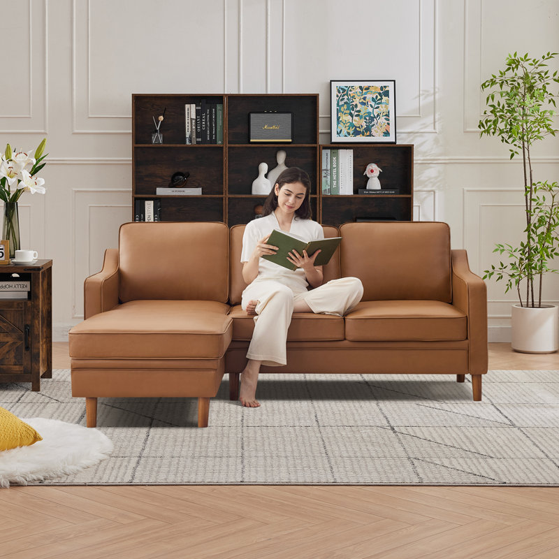 Canapé modulaire réversible 2 pièces Azriah, Similicuir brun