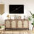 Rattan Sideboard Buffet Cabinet with Adjustable Shelf, Rattan Doors & Spacious Storage-1367579614