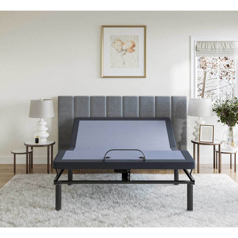 Base de lit simple réglable Bt2500 - plage de réglage complète, télécommande sans fil, position de mémoire programmable, réglage du pied de la tête, capacité de 850 lb, positions bleues et grises réglables et lb bleu gris