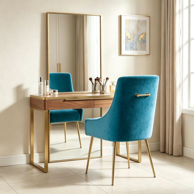 Chaise d'appoint en velours Magallanes, Bleu clair