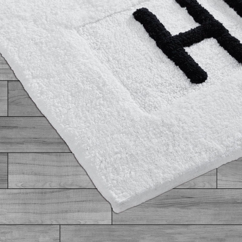 Cotton Blend Bath Rug, White