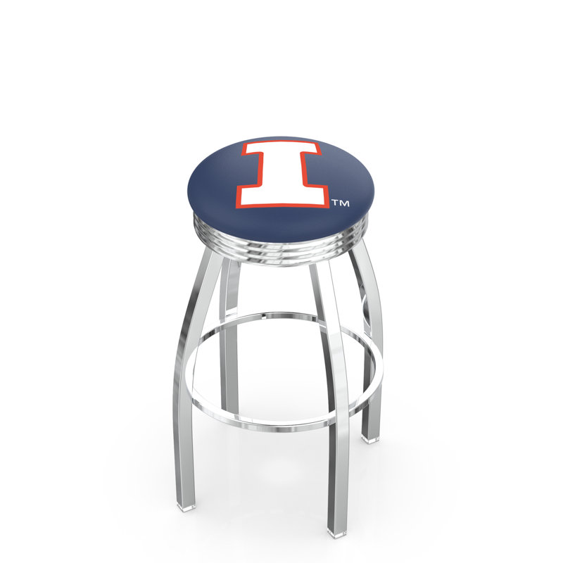 Tabouret de bar Logo Series, Tabouret de bar d'une hauteur de siège de 30 po, Noir soudé uni, University of Illinois