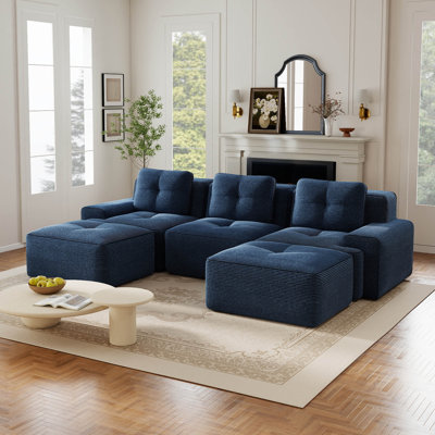 Canapé modulaire 115 po avec 2 repose-pieds mobiles Corduroy