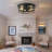2-Light Farmhouse Flush Mount Ceiling Light, 2 Pack Black Metal Cage Light Fixture For Living Room, Entryway-220443711-220443710