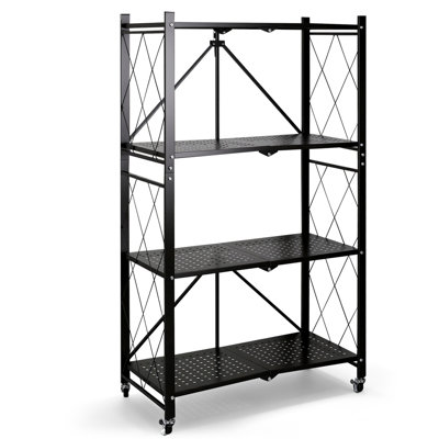 Étagère de rangement pliable à 4 niveaux avec roulettes 13,58 po x 59,06 po