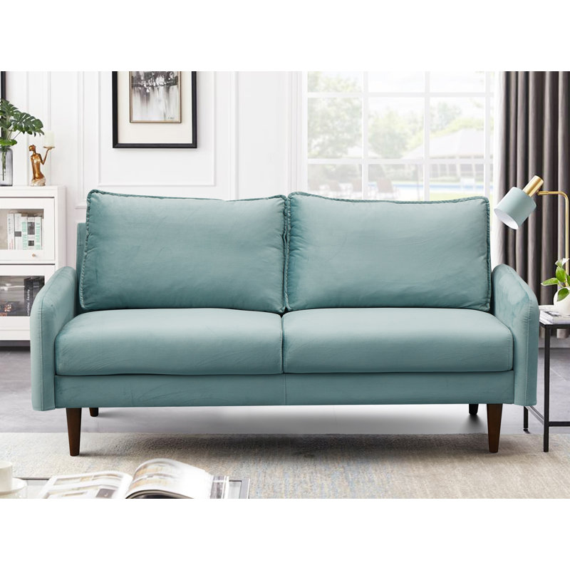 Gelsomino 70.5" Velvet Round Arm Sofa, Light Grayish Velvet