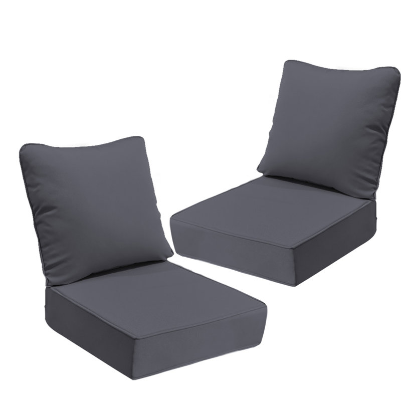 Outdoor Cushions For Patio Furniture, Deep Patio Chair Cushion, Dark Gray, 2