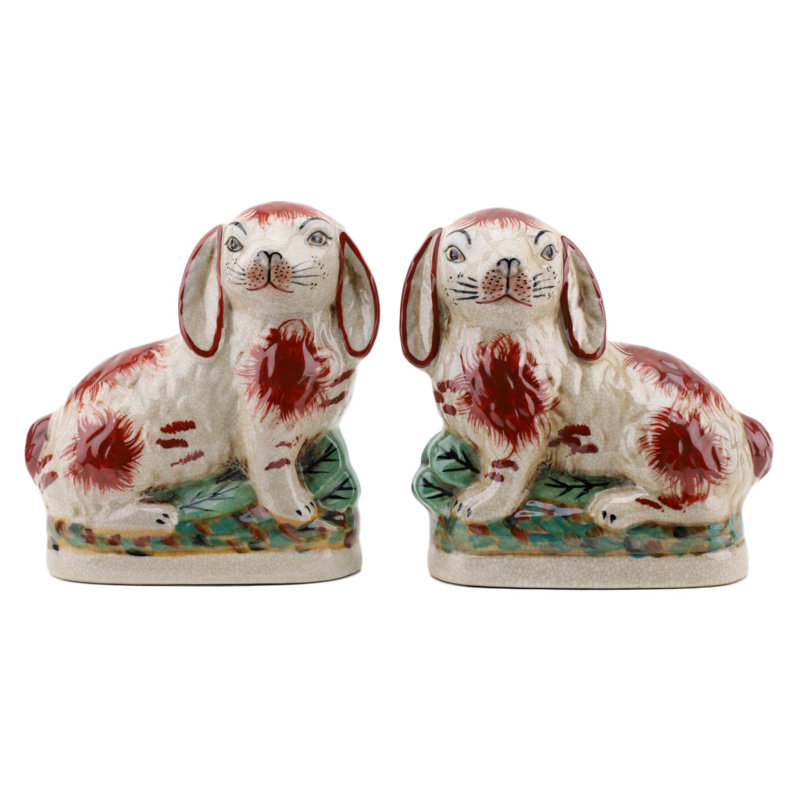 Petite figurine de lapin Staffordshire, H 6,5 po x l 6 po x P 3 po, Orange