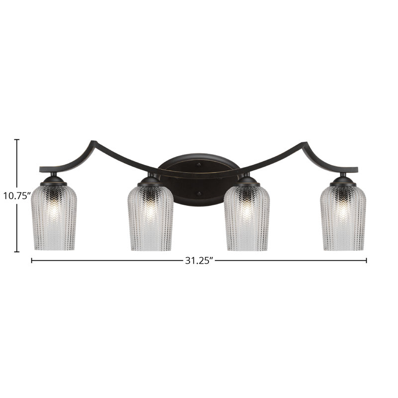 Barre d'éclairage de salle de bain 4 lumières Zilo, Clair, Graphite