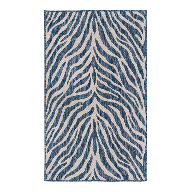 Tapis intérieur / extérieur bleu Itchington, Rectangle 3 pi x 5 pi 3 po