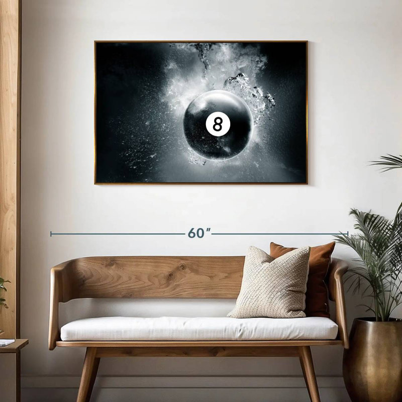Goutte d'eau à huit boules, 43 po x 29 po, Cadre flottant doré