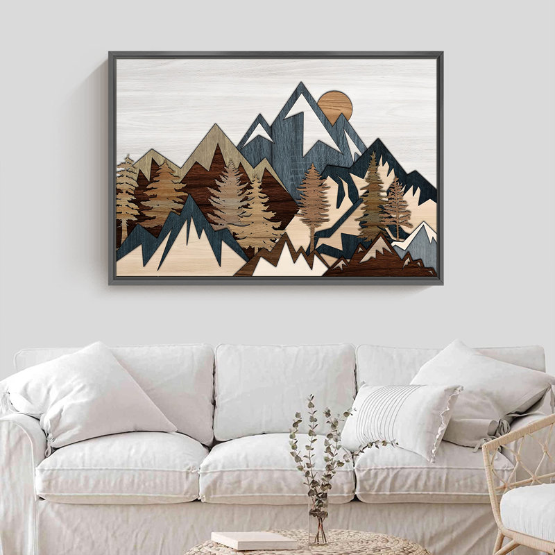 Paysage naturel champêtre - Reproduction d'un seul cadre photo sur toile, H 16 po x l 24 po x P 1,5 po, Cadre noir