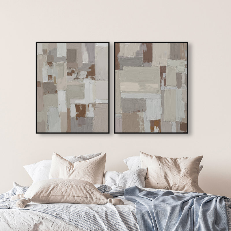 In Place Set Canvas Abstract Print by Oliver Gal, Black Frame, 16 x 20, 31"H x 37"W, Black Floater Frame