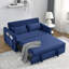 Canapé-lit convertible moderne de 55 po avec 2 poches pour accoudoirs amovibles, canapé-lit en velours avec lit escamotable, 2 coussins et dossier ajustables pour le salon, accoudoirs à motif quadrillé-1273060564