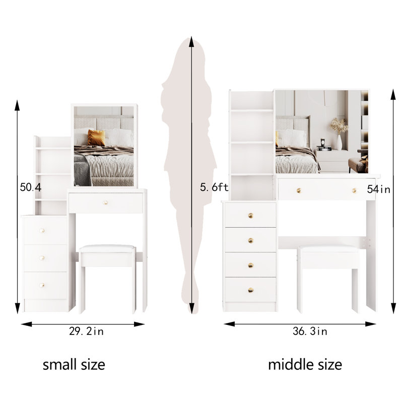 Petit meuble-lavabo moderne avec tabouret - blanc et pratique