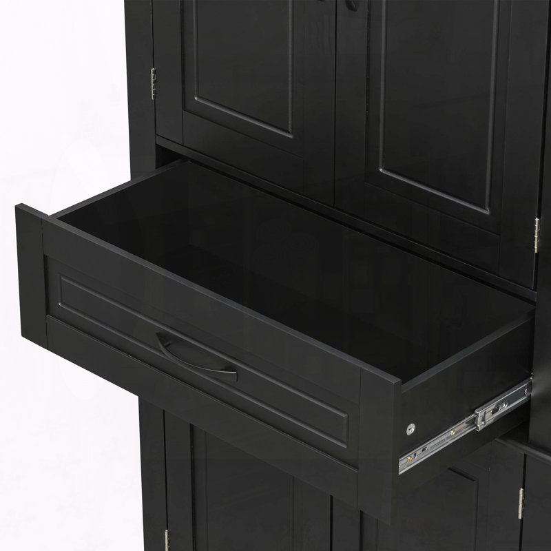 72.5 Inch Tall Storage Cabinet with Multi-Functional Storage Space, Black