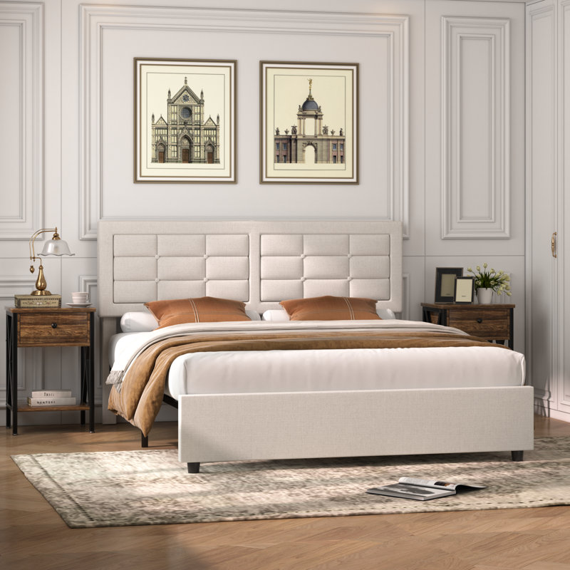 Ensemble de chambre à coucher 3 pièces Mellark, Brun, Double