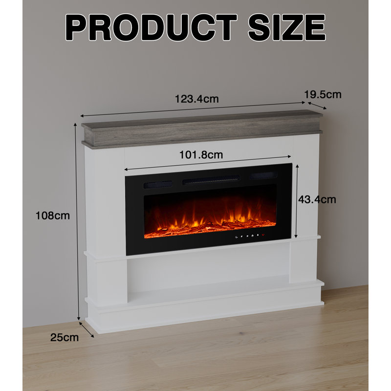 Arleny Marlow Home Co. Electric Fireplace, 108cm H x 123.4cm W x 19.5cm D