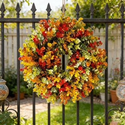 Hanging Ornaments Home Decor Door Props Wreaths, Real Touch Faux Artificial Wreath，Wreaths for Windows Outdoor Indoor Walls Home Xmas Holiday Decor（15.75in）