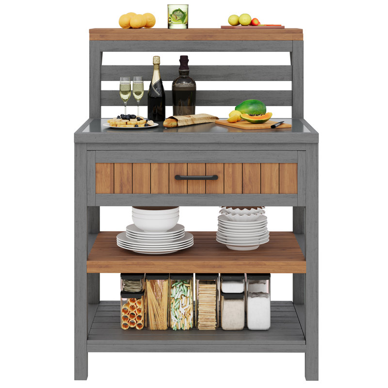 Weatherproof Storage Shed With Countertop & Large Drawer