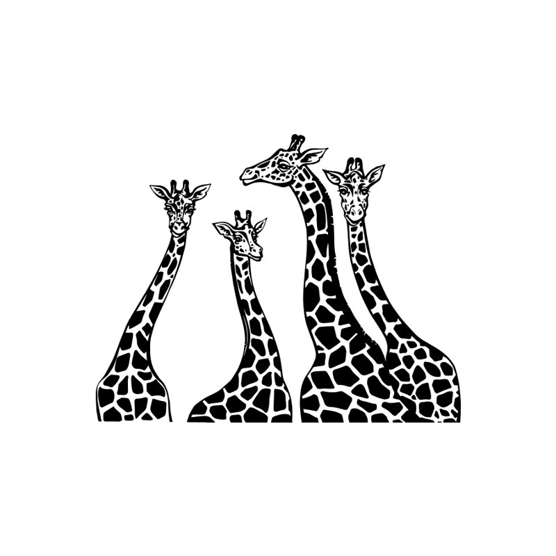 Adhésif décoratif famille girafe, Noir