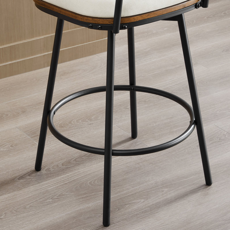 Tabouret pivotant et en métal Avriel, Crème, crème, 2, Tabouret de comptoir avec siège d'une hauteur de 