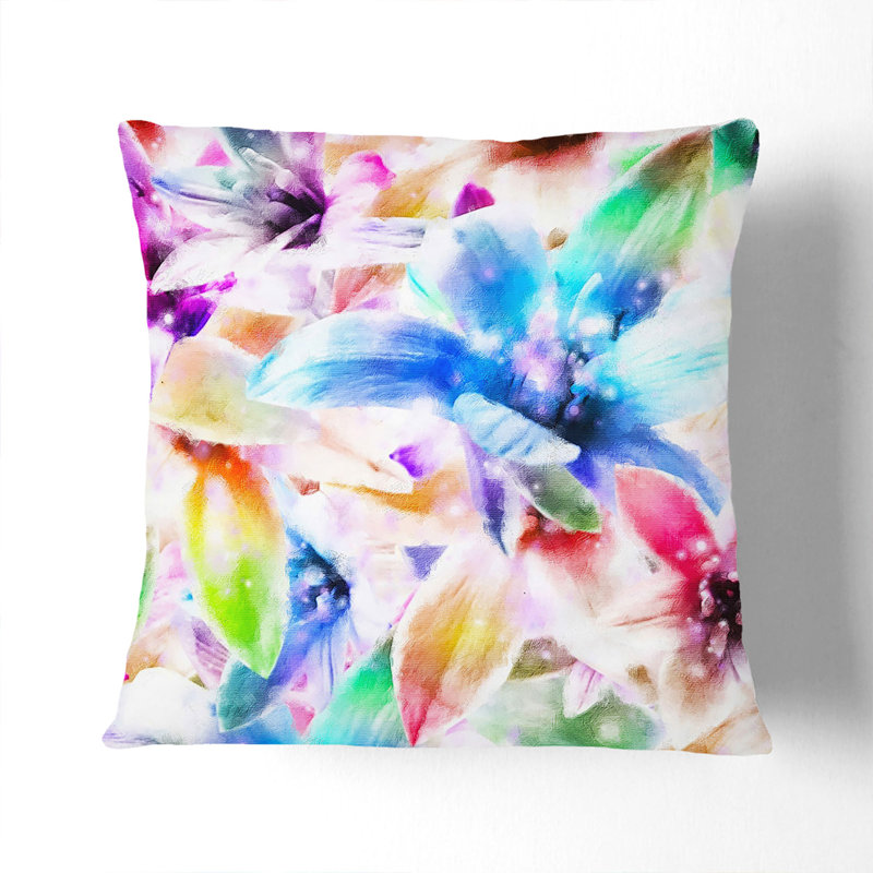 Colourful Orchids Scatter Cushion, White, 55cm H x 55cm W x 20cm D