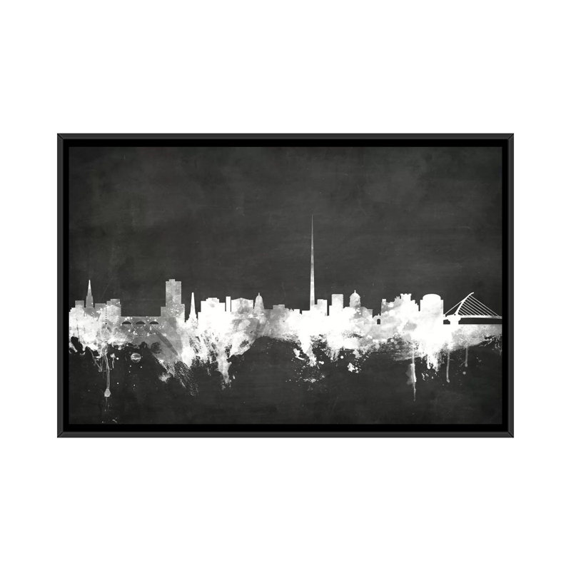 Blackboard Skyline Series: Dublin, République d'Irlande, impression sur toile tendue, H 40 po x l 60 po x P 1,5 po