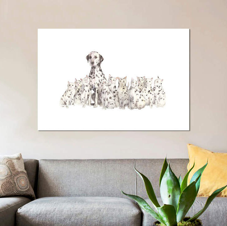 «Dalmatian and Printcats», impression sur toile, H 18 po x l 26 po x P 1,5 po, Toile tendue, Pas de tapis