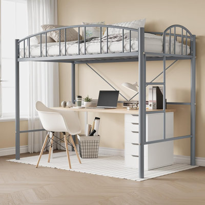 Lit mezzanine simple - gris, robuste, des enfants aux adultes