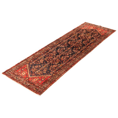 Tapis noir fait à la main de conception unique 3 pi 1 po x 9 pi 5 po Andelz