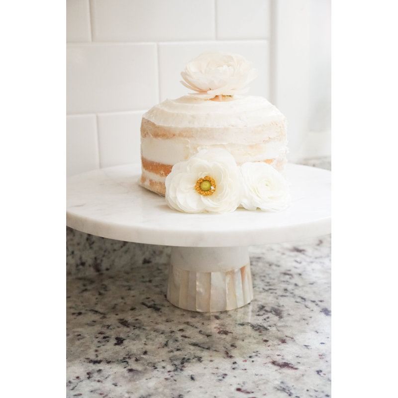 Mother Of Pearl Marble Marble Cake Stand