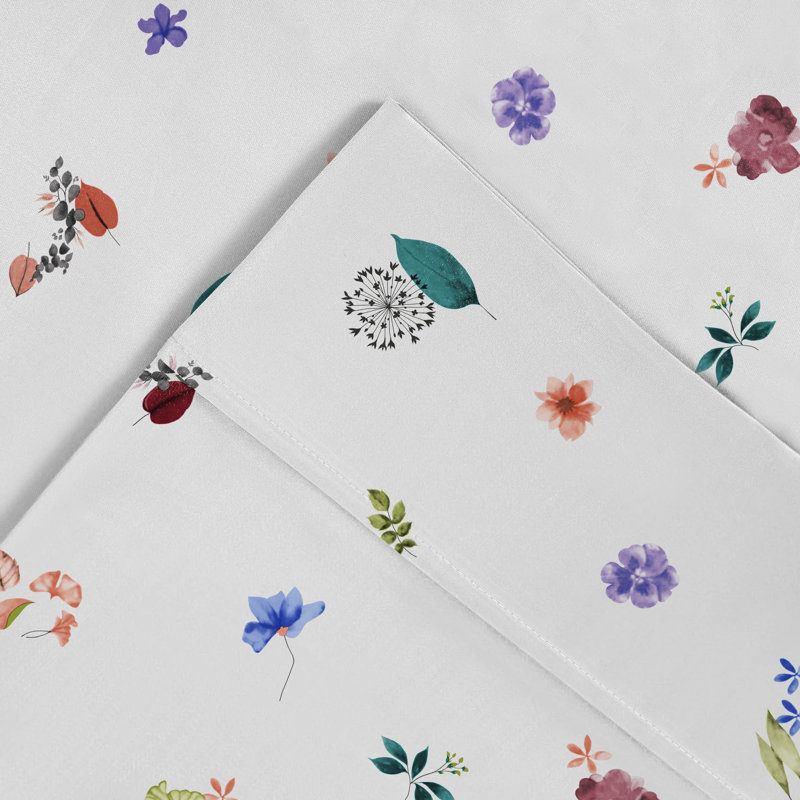 Ensemble de draps en percale de coton 3 pièces Pointehaven, Ensemble literie pour lit simple, Jardin floral