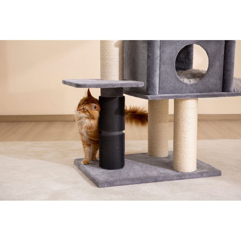 Extra Large Gray Sisal and Plush Cat Tree with LED Ball
