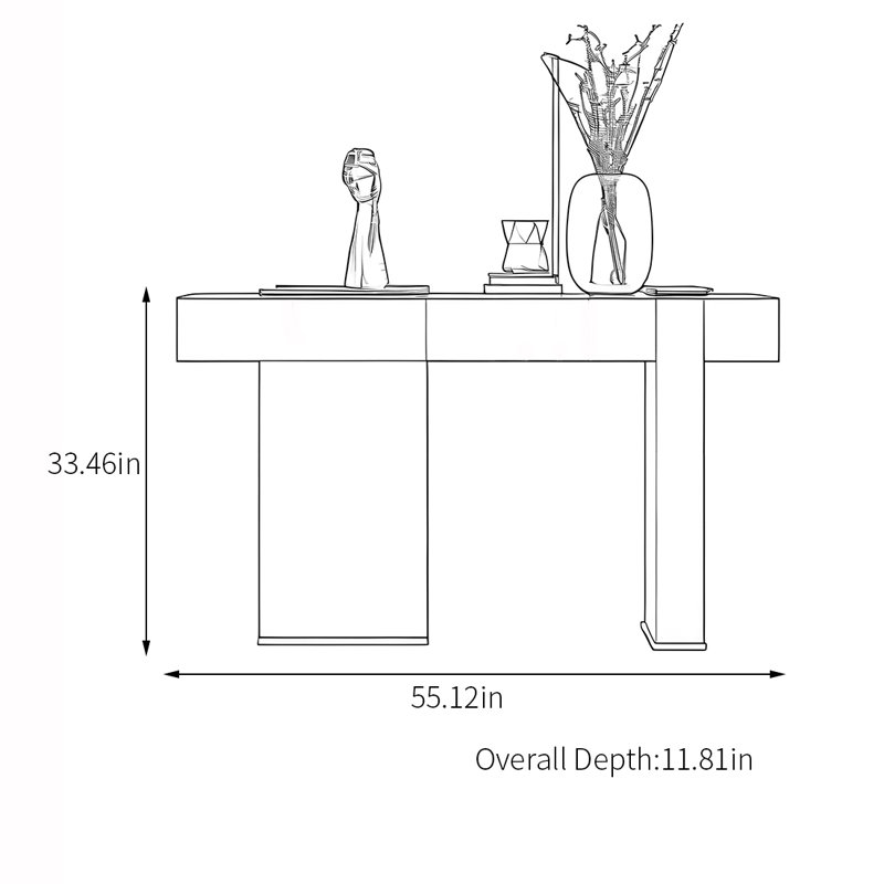 Italian-style creative console table, 33.46" H x 55.12" W x 11.81" D