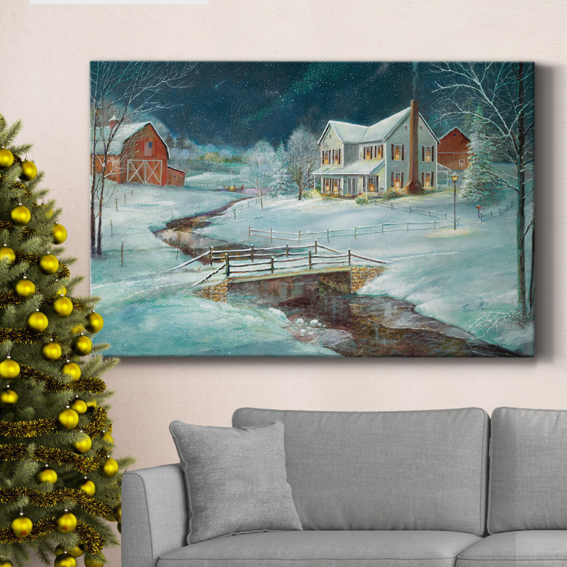 Toile tendue avec châssis de qualité supérieure Winter Serenity - prête à être accrochée, H 27 po x l 18 po x P 1 po