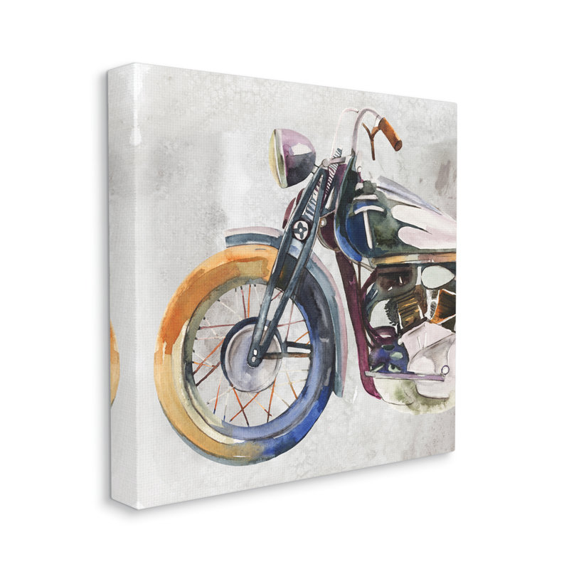 Motifs d'aquarelle expressifs de motocyclette par Annie Warren - impression, Toile tendue, H 24 po x l 24 po x P 1,5 po