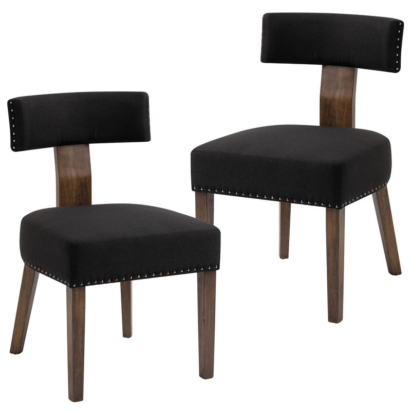 19.88'' H Fabric Upholstered Side Chair, Black, 2