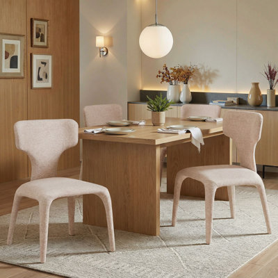 Upholstered Dining Chairs Curved Backrest Side Chairs